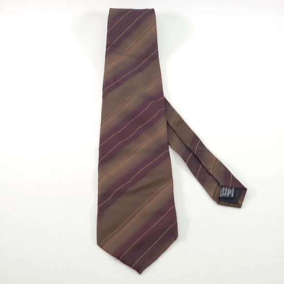 Hugo Boss Silk Tie Mens Brown Striped Necktie 59 In Quiet Luxury Officecore EUC - Picture 1 of 7